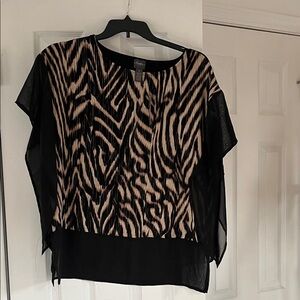 Black and Tan Zebra Print Blouse chicos reg ticket price $89